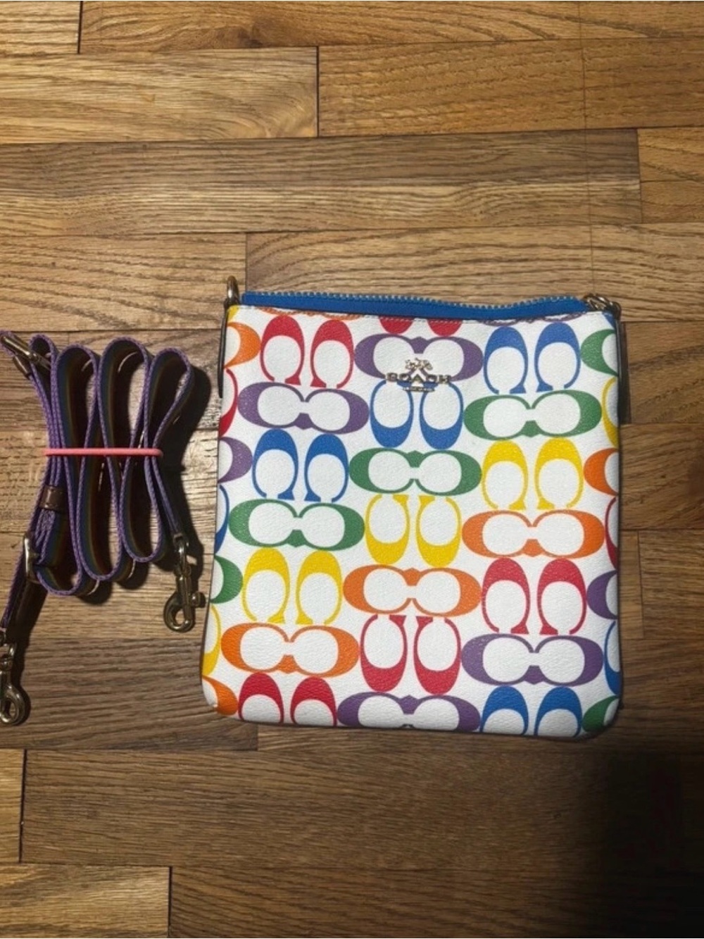 Coach Rainbow Signature Crossbody Bag - White Multi